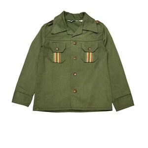 Vintage 70s Distinctive Sportswear Military Safari Jacket Youth Medium Army